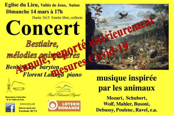 Bestiaire, mélodies animalières – annulation